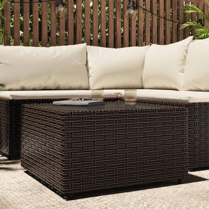 Tavolino Basso Tavolino da Salotto Tavolino da divano Quadrato da Giardino Marrone 50x50x30cm in Polyrattan ITD96937