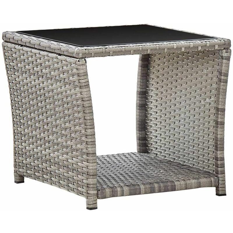 Tavolino da Caffè Grigio 45x45x40 cm in Polyrattan e Vetro - Grigio - Vidaxl Tavolino da Caffè Grigio 45x45x40 cm in Polyrattan e Vetro - Grigio - Vidaxl