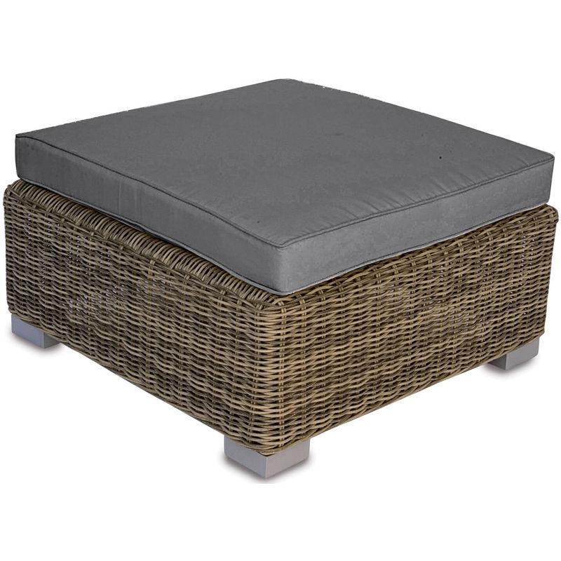 Tavolino Da Giardino Pouf In Wicker Con Cuscino 76x76 Cm Antigua - Vorghini