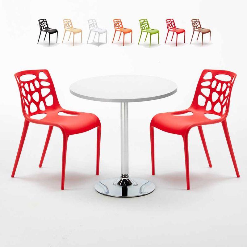 Tavolino Rotondo Bianco 70x70cm Con 2 Sedie Interno Gelateria LONG Island | Rosso - AHD AMAZING HOME DESIGN
