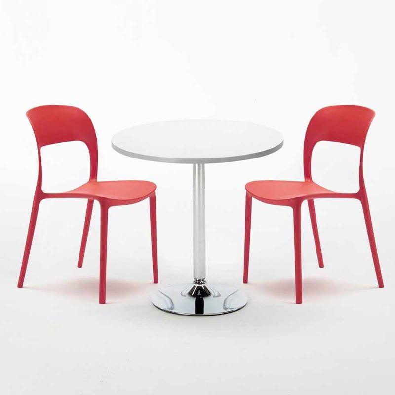Tavolino Rotondo Bianco 70x70cm Con 2 Sedie Interno Restaurant LONG Island | Rosso - AHD AMAZING HOME DESIGN Tavolino Rotondo Bianco 70x70cm Con 2 Sedie Interno Restaurant LONG Island | Rosso - AHD AMAZING HOME DESIGN