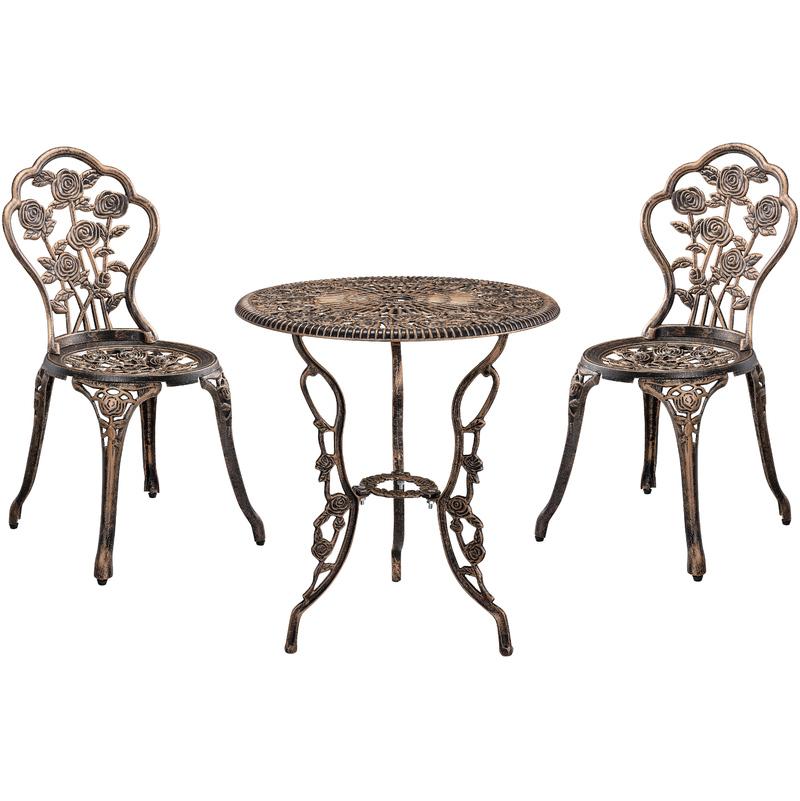 Tavolo+2 Sedie Ghisa Antico Bronzo Bistro Set Giardino Set Seduta - CASA.PRO