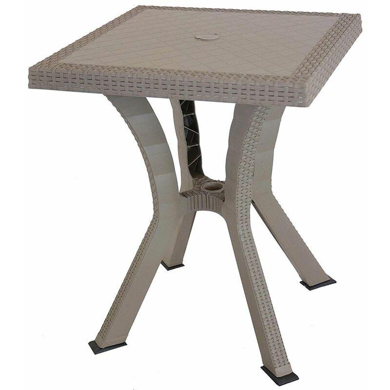 Tavolo 80x80 Tortora in Resina Foro Ombrellone in Plastica da Giardino Terrazzo - BRICOSHOP24