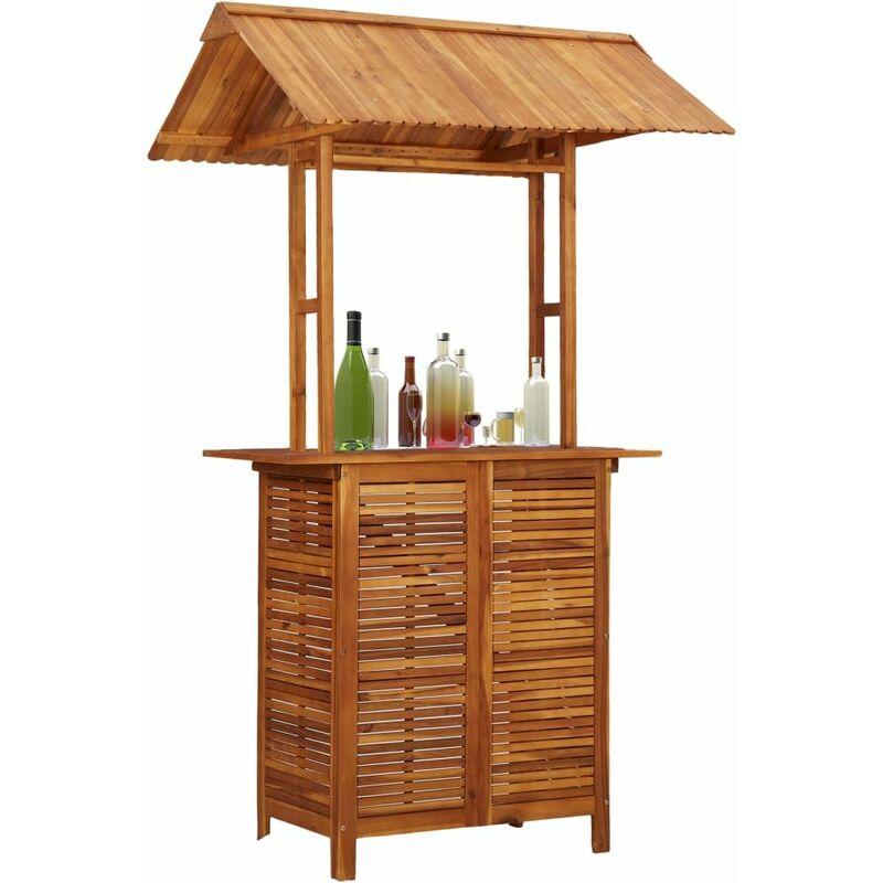 Tavolo Bar Esterno con Tetto 122x106x217cm Massello di Acacia - Marrone - Vidaxl