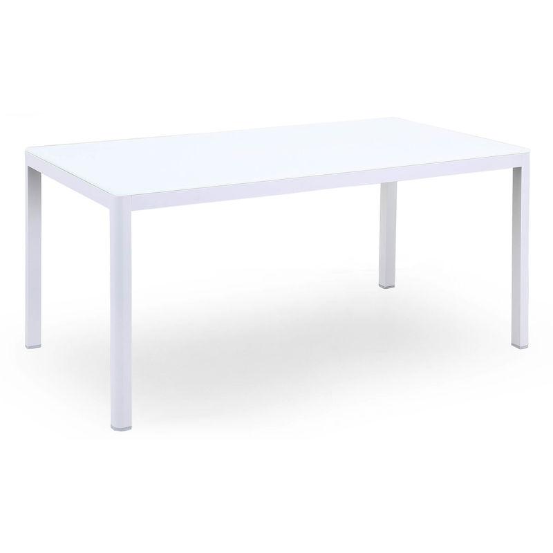 Tavolo Da Giardino 160x90x75 Cm In Alluminio Piano In Vetro Modigliani Bianco - Kraus