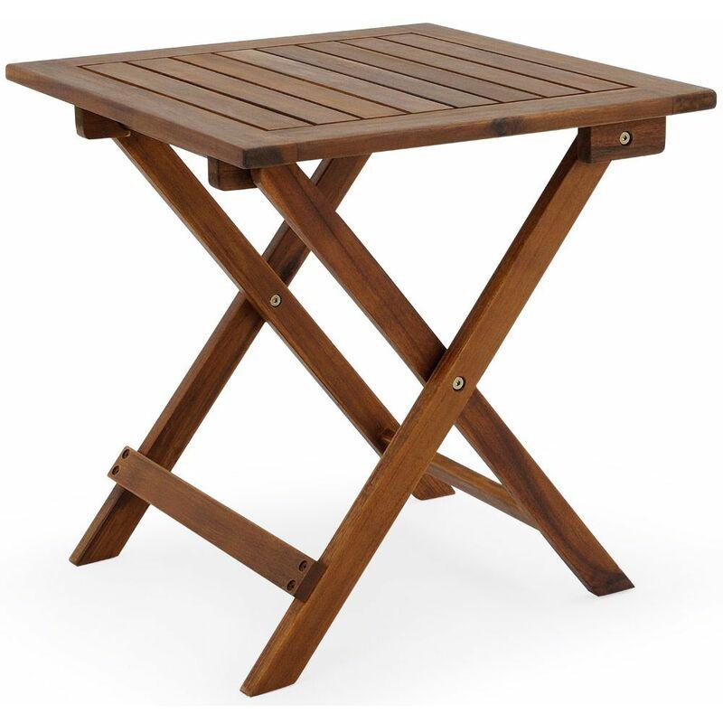 Casaria Tavolino pieghevole in legno di acacia oliato 46x46x46cm Tavolo in legno Tavolino da caffè Tavolo da giardino