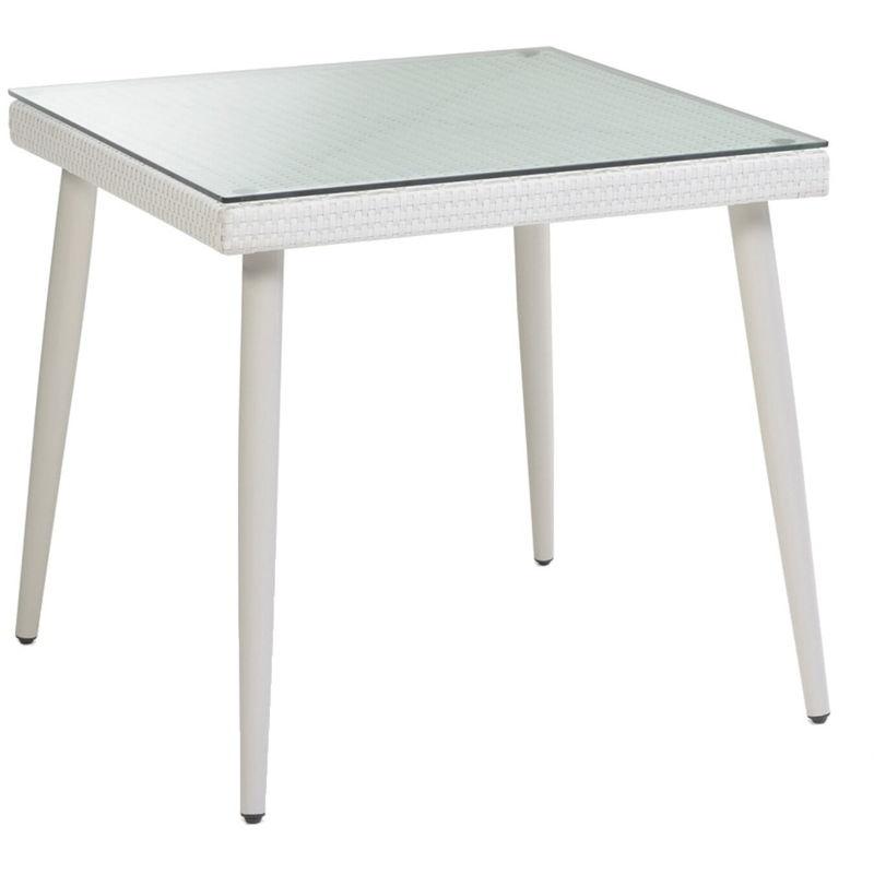 Tavolo Da Giardino In Polyrattan Con Vetro 80x80h77cm Adami Adila Bianco Crema Tavolo Da Giardino In Polyrattan Con Vetro 80x80h77cm Adami Adila Bianco Crema