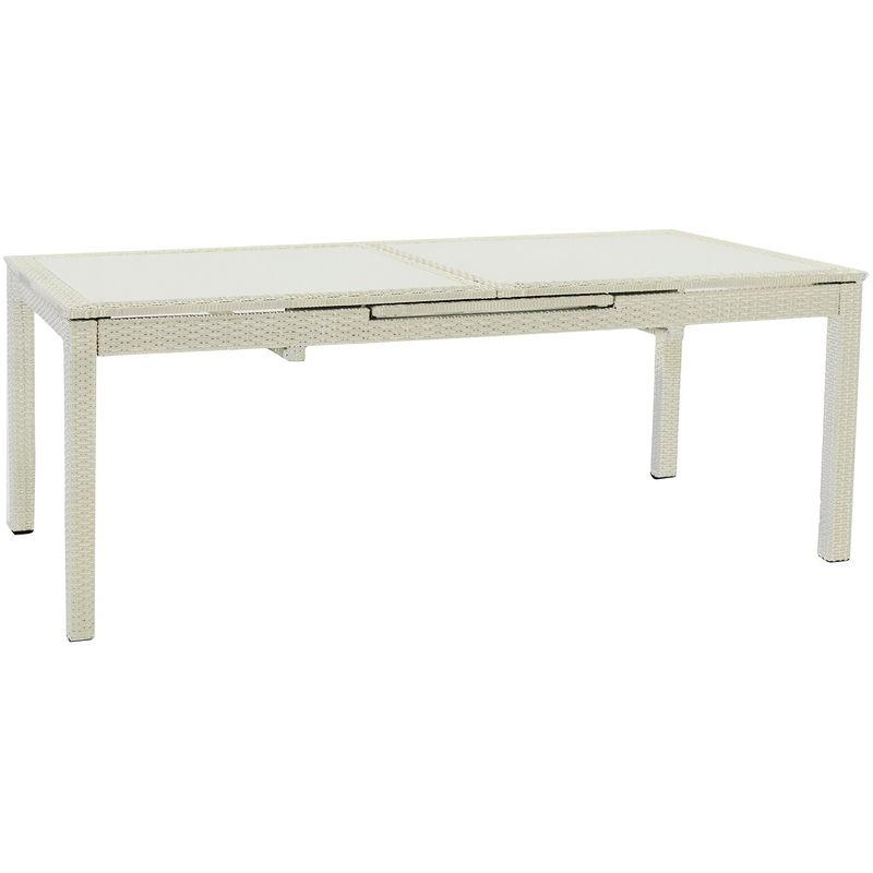 Tavolo Da Giardino Rettangolare Allungabile 200/260cm In Polyrattan Adami Bianco Ghiaccio