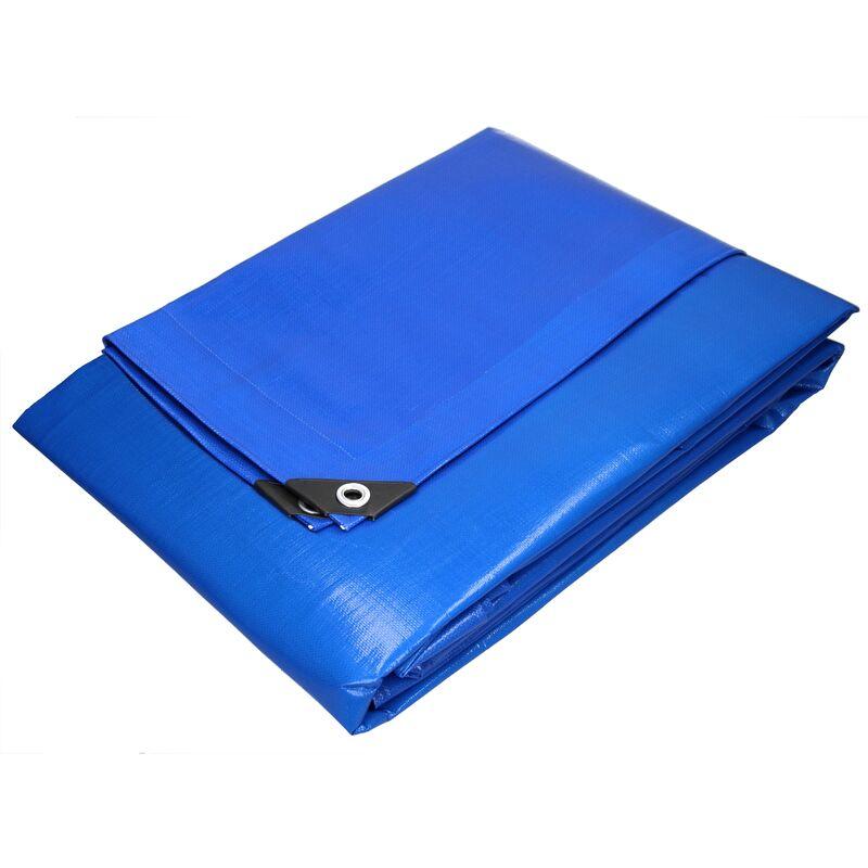 Telone occhiellato impermeabile da giardino polietilene telo 3x4 m 260 g/m² blu - ECD GERMANY