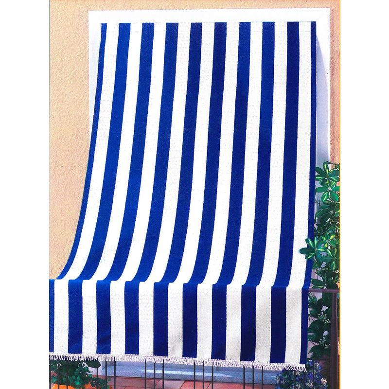 Tenda Da Sole Per Sormonto 140x250 Cm In Poliestere Con Anelli A Strisce Blu - Ranieri
