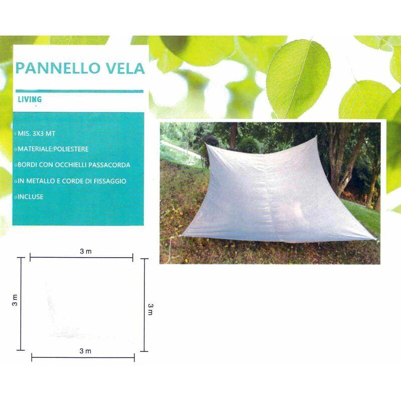 Tenda Pannello parasole bianca ombreggiante quadrata a vela con telo in poliestere 3x3 - SOGARI Tenda Pannello parasole bianca ombreggiante quadrata a vela con telo in poliestere 3x3 - SOGARI