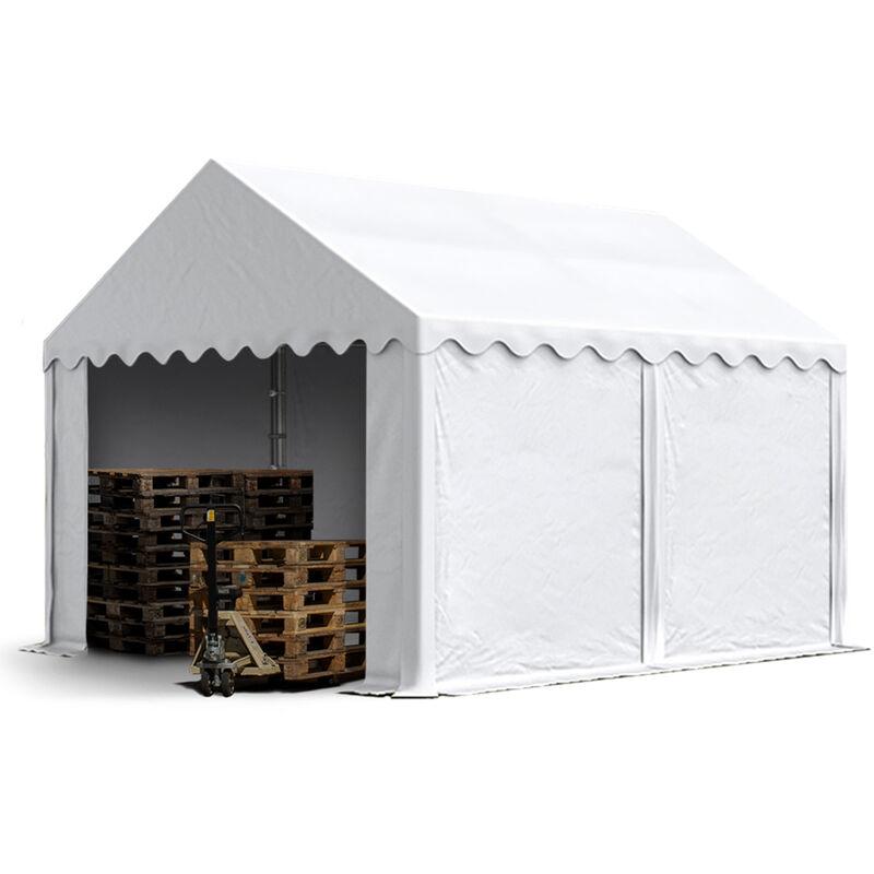 Tendapro.it - Tendone deposito 4x4m stabile tendone industriale con telone in PVC di ca. 500 g/m² bianco tendone agricolo Copertura con fondo