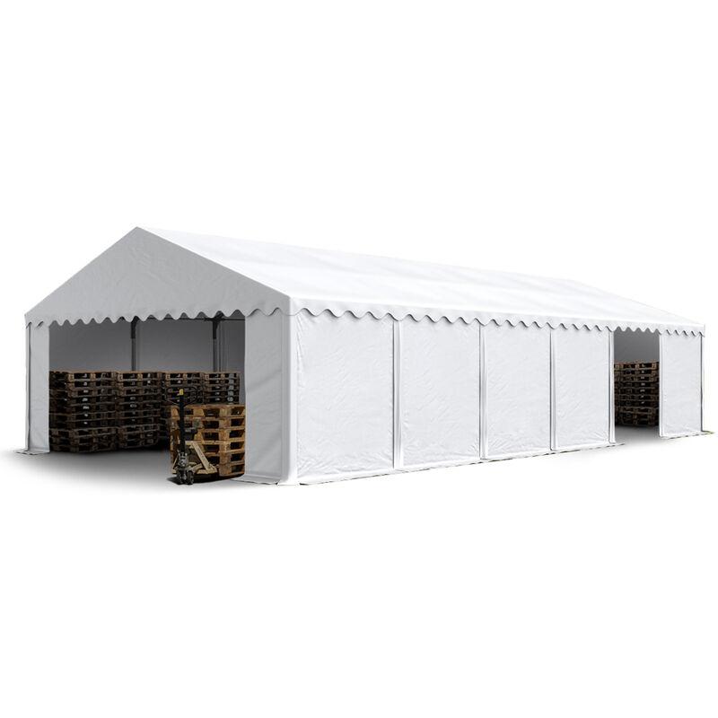 Tendone deposito 6x12m stabile tendone industriale con telone in PVC di ca. 500 g/m² bianco tendone agricolo Copertura con fondo perimetrale e