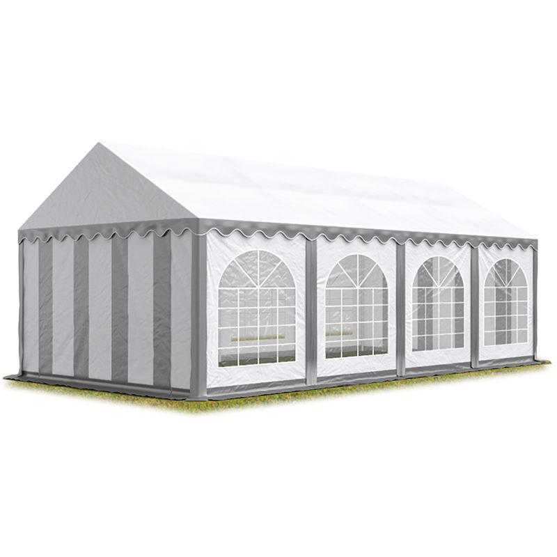 4x8 m ignifugoTendone per feste PREMIUM PVC grigio-bianco 100% impermeabile Gazebo da giardino Tendone da esterno Tenda party - TENDAPRO.IT