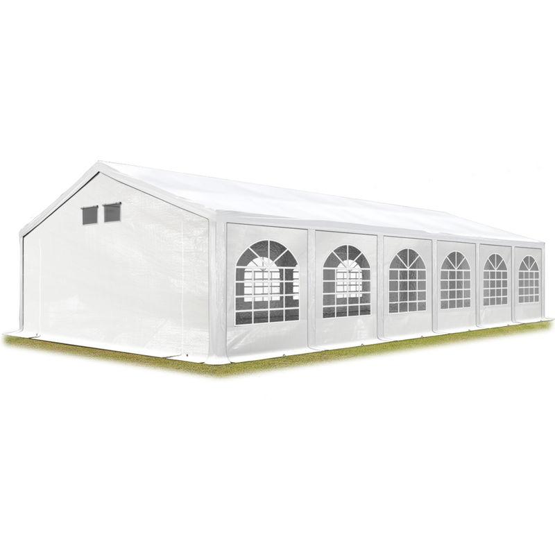 Tendone per Feste Gazebo 6x12 m bianco PE 300g/m² Impermeabile Protezione UV Tenda Giardino Sagre Eventi Mercati Esterno con telaio a pavimento