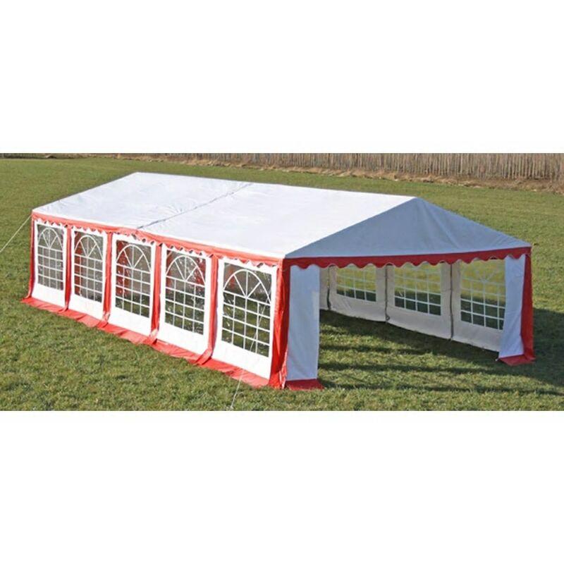 Tetto e pareti di gazebo da festa 10 x 5 m Rosso &amp; Bianco - Rosso