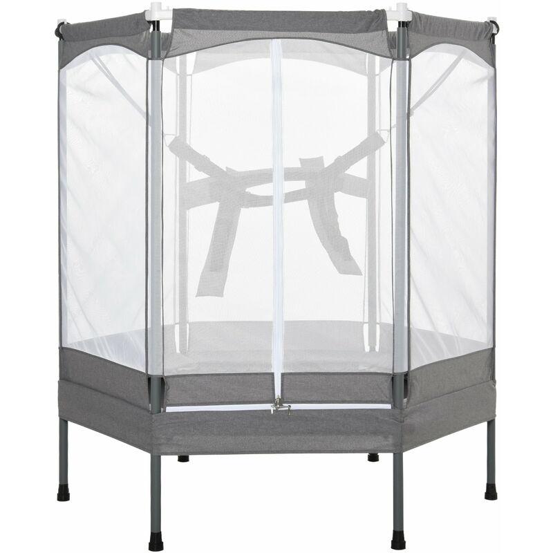 Trampolino Tappeto Elastico Per Bambini 150x133x168 Cm Grigio Chiao - HMC Trampolino Tappeto Elastico Per Bambini 150x133x168 Cm Grigio Chiao - HMC