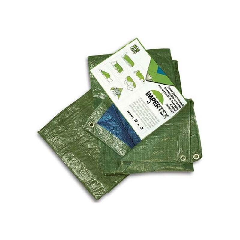 Telo impermeabile occhiellato verde in nylon - 4 x 5 metri - 80 g. al m²