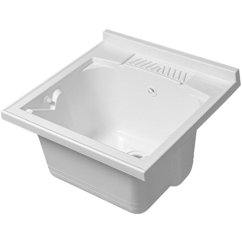 Vasca lavatoio 50x50 cm in resina bianca da incasso o in appoggio