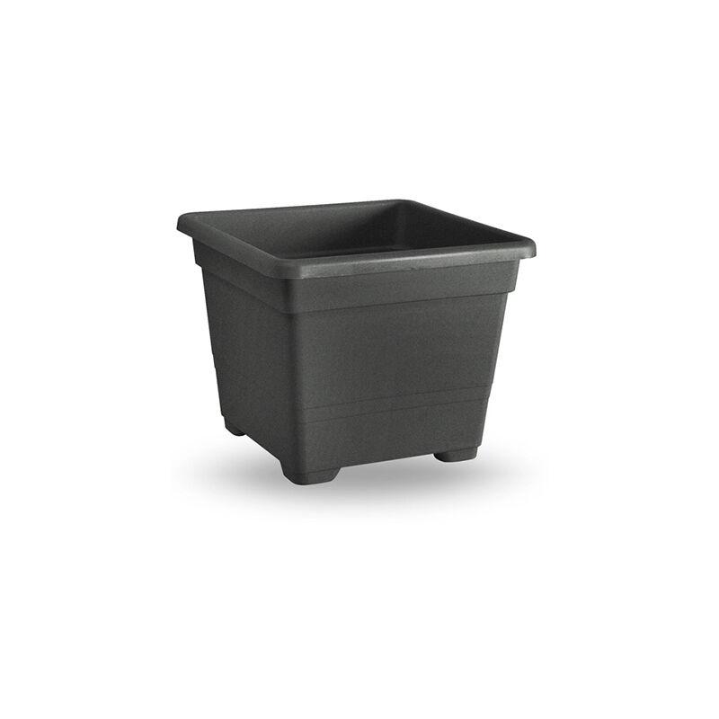 Vaso da giardino quadrato in plastica 45 cm antracite