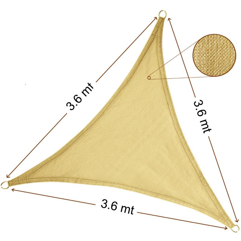 STI - Vela Parasole Ombreggiante Triangolare 3.6x3.6x3.6 mt Beige Sabbia