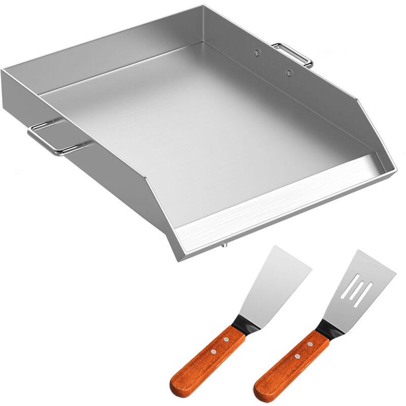Mophorn - vevor Piastra Piatta in Acciaio Inox per Cottura bbq di Carne Pesce Salsicce Verdure Spiedini Uso Esterno con Pinze e Palette, Piastra di