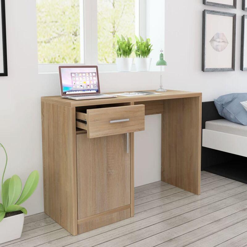 Scrivania con Cassetti e Anta Rovere 100x40x73 cm - Marrone - Vidaxl