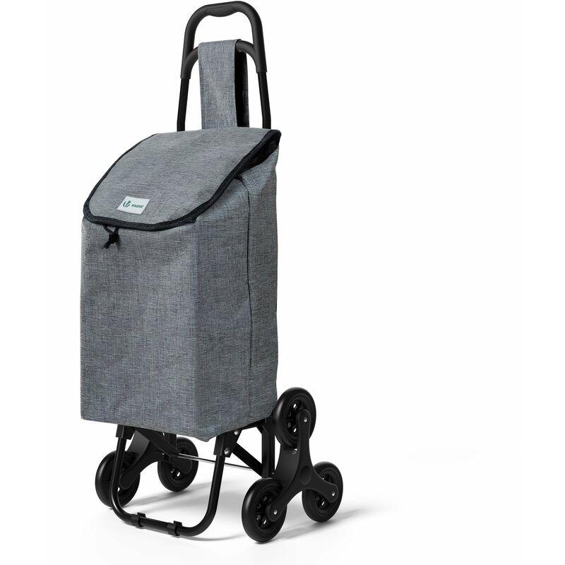 VOUNOT Carrello Spesa Pieghevole con 3 Ruote per Saliscale, 32 L, Grigio Oxford