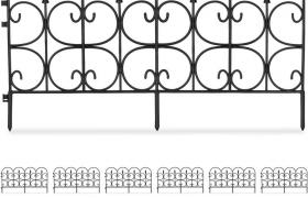 12x Recinzione per Aiuole in Plastica, H 30 cm, Elegante Recinto Decorativo, Con Paletti per il Fissaggio, 8 m, Nero