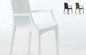 20 Sedie poltrone braccioli per bar giardino Poly rattan Bistrot Arm Bianco - Grand Soleil