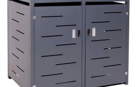 2x copribidoni box spazzatura rifiuti HWC-H40 XL 102x140x125cm acciaio zincato - MENDLER
