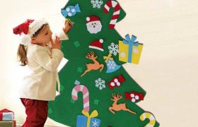Albero di Natale per Bambini in Feltro da Parete con 26 Addobbi Natalizi 110cm