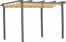 Angel Living - Pergola in Alluminio con Tetto a Scomparsa, Pergolato con Tessuto in Poliestere Resistente ai Raggi uv e All'acqua, Uso Esterno (3x3M)
