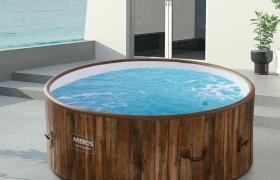 Arebos - Vasca idromassaggio gonfiabile Whirlpool Benessere Piscina Riscaldante Round ⌀ 180 cm - Aspetto legno