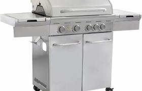 Milani Home - Barbecue a Gas In Acciaio Inox 4 Fuochi + 1 Laterale, Con Piastra e Griglia In Ghisa Per Esterno Giardino Portico Terrazzo