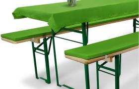 Set birreria: 1 tovaglia &amp; 2 Cuscini per panche Comfort XS - per sagre ristorazione ricevimenti Catering Verde mela, 220x50 cm - Beautissu