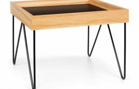 Besoa - Big Lyon tavolino da caffè melamina/MDF con impiallacciatura in legno di quercia telaio d'acciaio nero Besoa - Big Lyon tavolino da caffè melamina/MDF con impiallacciatura in legno di quercia telaio d'acciaio nero