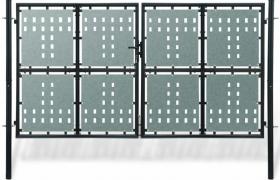 Cancello per recinzione doppio nero 300 x 200 cm VD03870 - HOMMOO