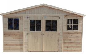 Casa da giardino in legno naturale 418x520 cm/20 m²- Magazzino esterno con finestre - Capanno da giardino - Bici, Deposito attrezzi e rimessa TIMBELA