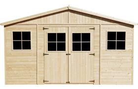 Casa da giardino in legno naturale H246x418x420 cm/16 m²- Magazzino esterno con finestre - Capanno da giardino - Bici, Deposito attrezzi e rimessa