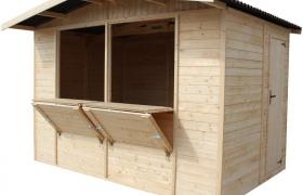 Chiosco commerciale in legno naturale a pannelli H232x336x263 cm/6 m2- Stand di vendita CON PAVIMENTO TIMBELA150 - Beige