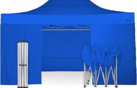 Gazebo automatico rapido 3x4,5 in acciaio gambo 40mm con laterali pieghevole - grigio - grigio