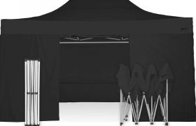 Gazebo automatico rapido 3x4,5 in acciaio gambo 40mm con laterali pieghevole - nero - nero