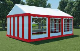 vidaXL Gazebo da Giardino in PVC 4x6 m Rosso e Bianco - Rosso