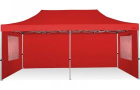 Gazebo Pieghevole 3x6 Ray Bot con laterali finestrati - rosso - rosso