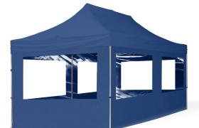 Tendapro.it - Gazebo Pieghevole Giardino 3x6m - 4 laterali marino Alluminio Telo Poliestere 100% Impermeabile Padiglione Mercati Sagre