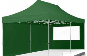 Tendapro.it - Gazebo Pieghevole Giardino 3x6m - 2 laterali Alluminio Telo PES300 100% Impermeabile Padiglione Mercati Sagre verde