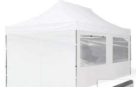 Tendapro.it - Gazebo Pieghevole Giardino 3x6m - 4 laterali Alluminio PES300 Telo 100% Impermeabile Padiglione Mercati Sagre bianco