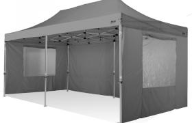 Gazebo rapido 3x6 in alluminio rinforzato con finestre laterali PVC 350g metro. GAZEBO PIEGHEVOLE - GRIGIO - RAY BOT