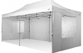 Gazebo rapido 3x6 in alluminio rinforzato con finestre laterali PVC 350g metro. GAZEBO PIEGHEVOLE - BIANCO - RAY BOT